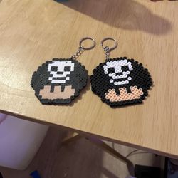 Super Mario Mushroom Skull Keychain Set Of 2