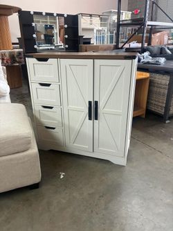Vabches Gabinete de Piso para Baño Estilo Farmhouse, Organizador de Almacenamiento