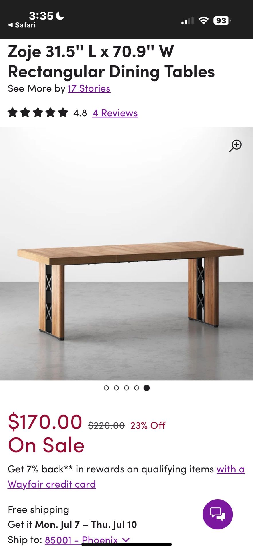  Modern Rectangular Dining Table – Wood & Metal Base (31.5” x 70.9”)