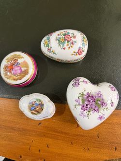 4 Porcelain Trinket Boxes