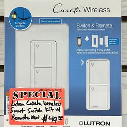 Lutron Caseta Wireless Smart Switch Kit W/ Remote New 