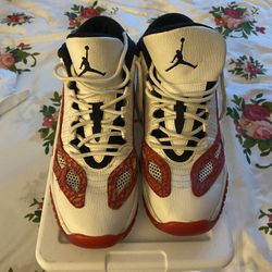 Red And White Jordans Size 6 In A Half