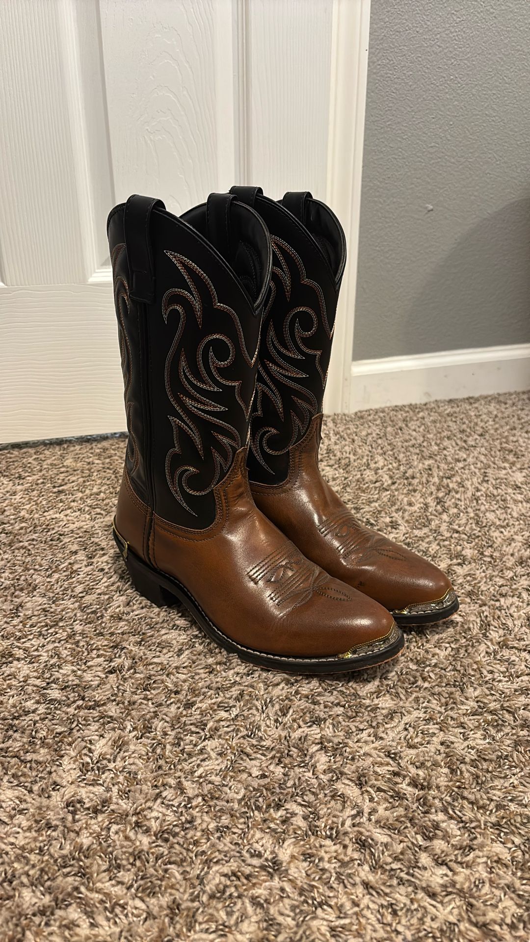 Brown With Gold/Silver Edges Cowboy Boots