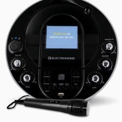 Electrohome EAKAR535 Portable KaraokeCD+G/MP3G Player Speaker System with  3.5" Screen, USB, MP3 Input & with 2 Microphone 