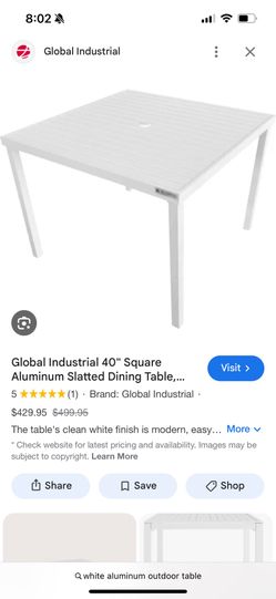 White Aluminum Outdoor Table 
