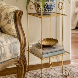 Vintage Original Metal Plant Stand Mid Century Hollywood Regency Table Shelves Storage Display MCM Small Space 