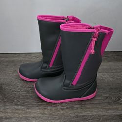 Gray and Pink Toddler Rain Boots Winter Boot