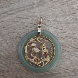Gold Plated Jade Pendant