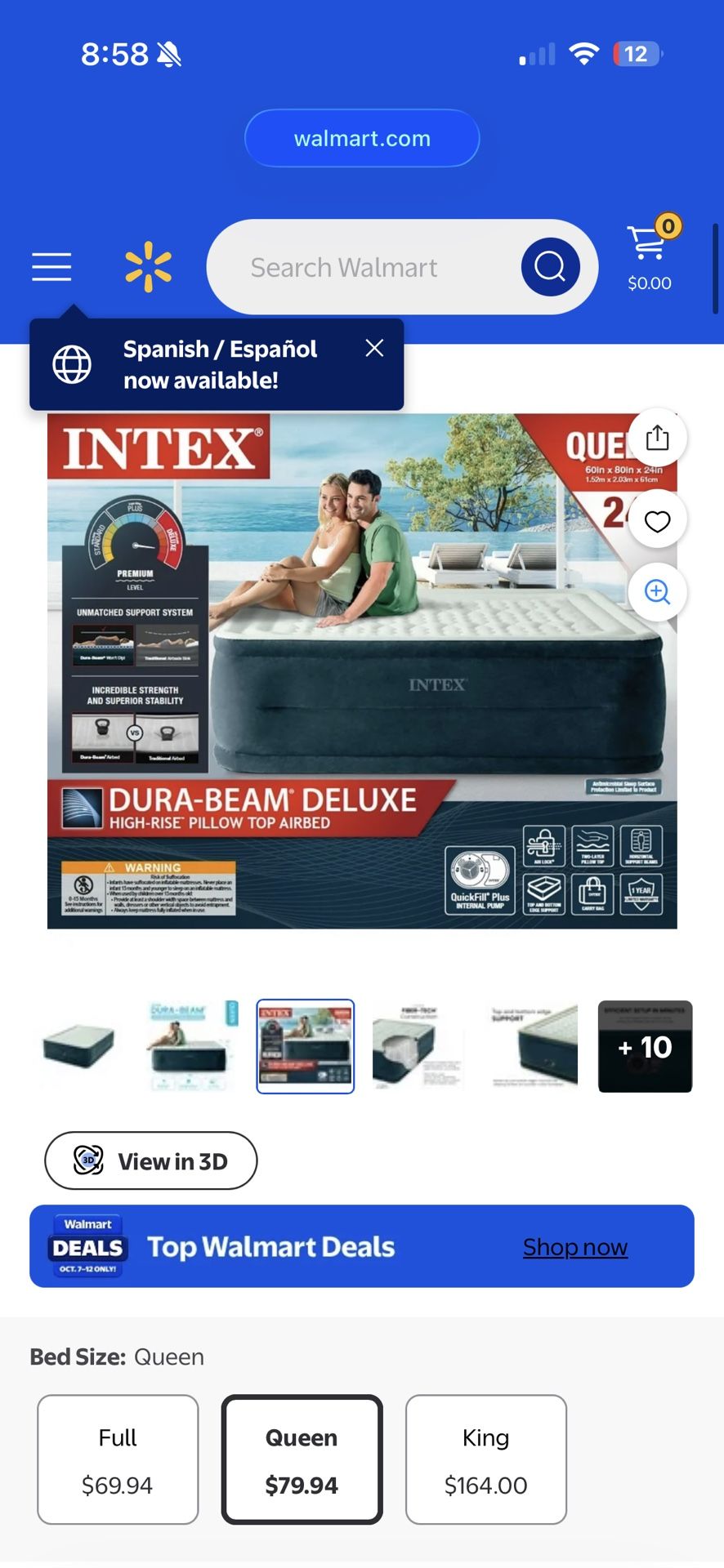 Intex 24" Queen Dream Lux Pillow Top Dura-Beam Airbed Mattress with Built-in Pump