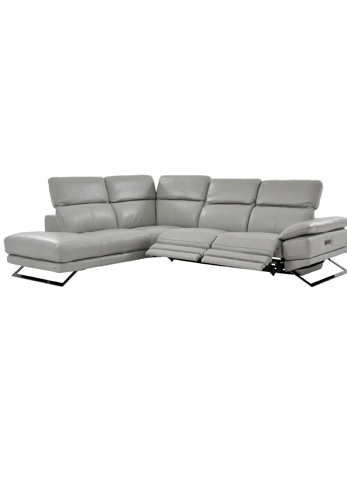 Gray Leather Reclining Sofa 