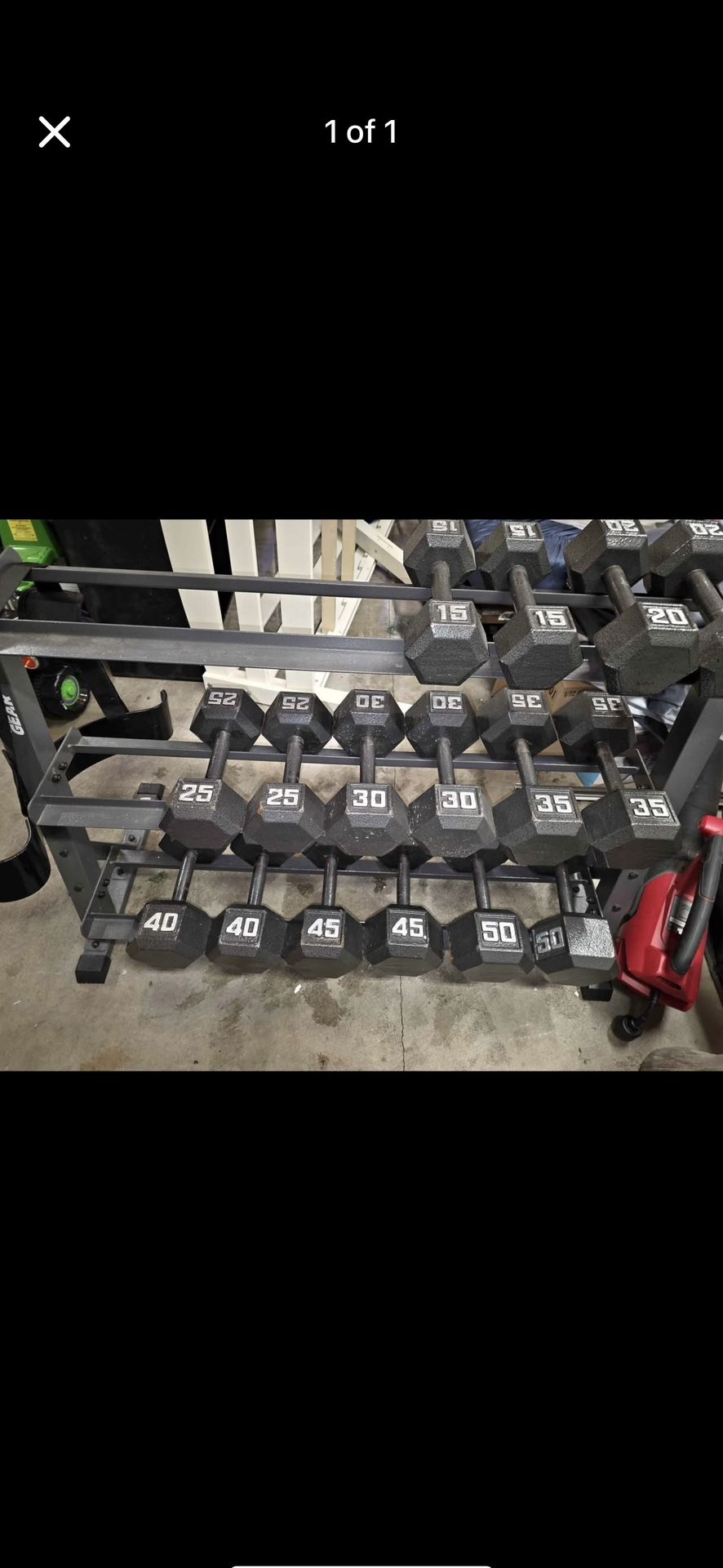 15lb - 50lb Dumbbell Set With Rack