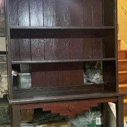 Gorgeous Large 92” Vintage Rustic Santa Fe Two Piece Mexican Hutch Bookcase Display