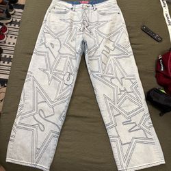 Supreme Stars Topstitch Baggy Denim Size 34