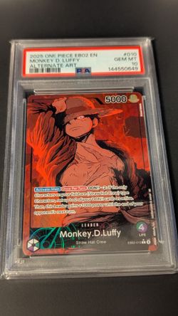 One Piece Luffy Alternate Art Leader EB02 PSA 10