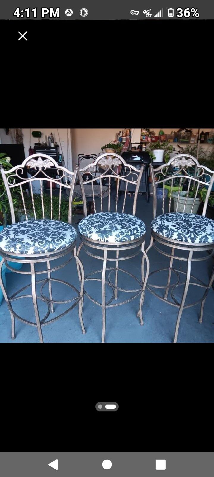 stools with patterned cushions