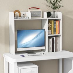 GlossyEnd Sturdy and Elegant Wood Dorm Desk Bookshelf Organizer