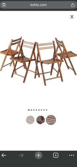 8 Robin folding chairs teak finish
