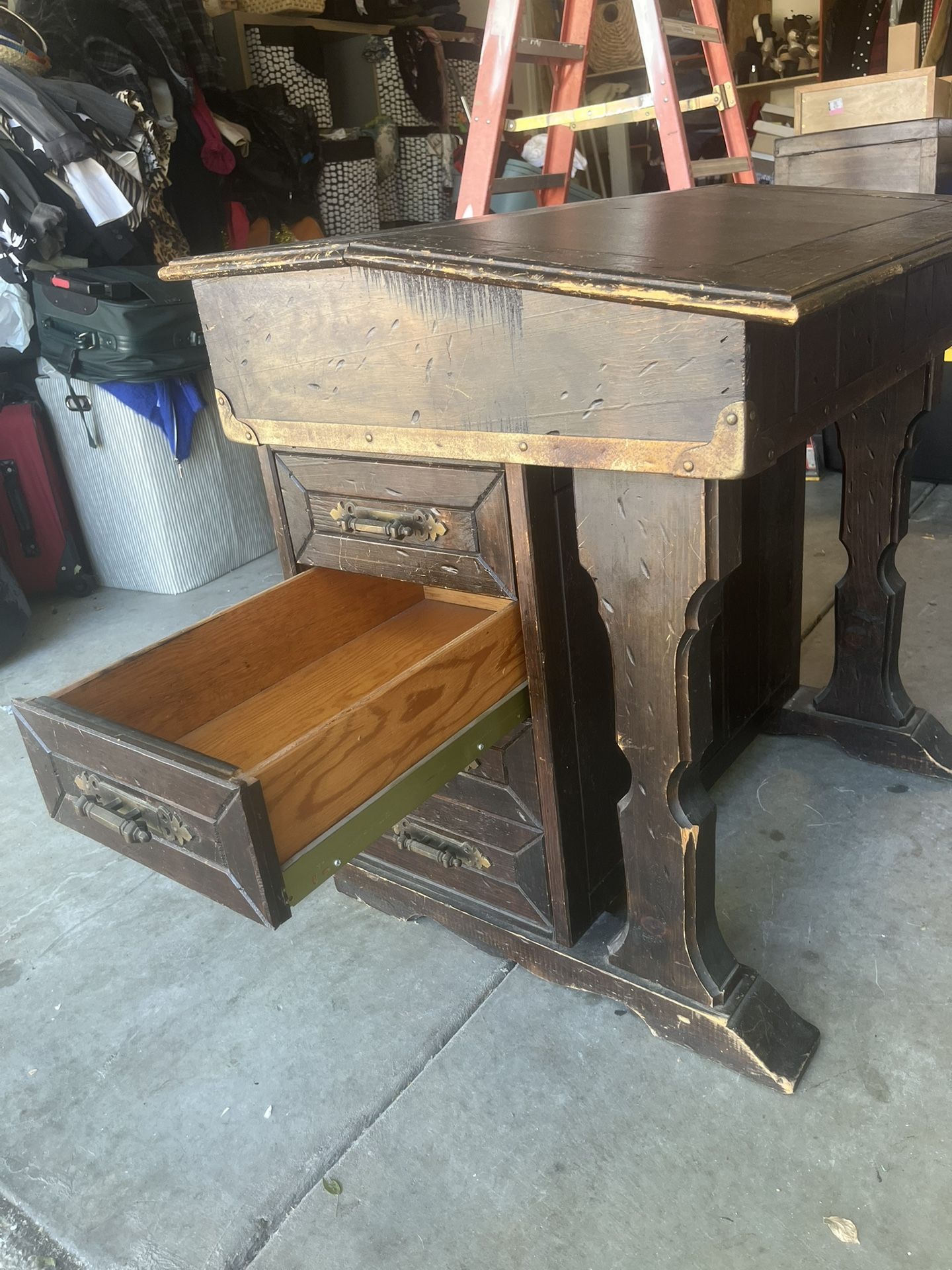 Vintage Wooden Captain Desk