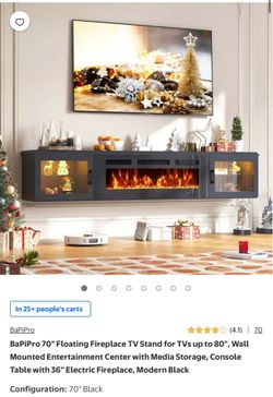 New BaPiPro 36” Inch Black Electric Fireplace Insert Only (70” TV Stand Not Included) 1500W – Unopened - H20100BK14A-GM (Box 2 of 2)