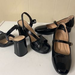 2 Woman Black Shoes In ExcellentCondition fits 5-5.5 . Each 4$ Both 6$  