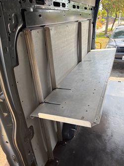 Transit van aluminum shelves