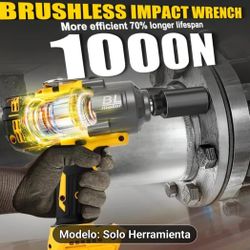 1/2 pulgadas, llave de impacto inalámbrica  con batería y cargador1000 pies-libras (1500 N·m), pistola de impacto eléctrica sin cepillo, incluye luz d