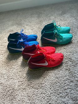 3 Pair Nike Air Zoom All Out Flyknit in Red, Blue, Green Running Training Shoes  Size 12.5. Rare Worn only 1 or 2 times. Mint condition