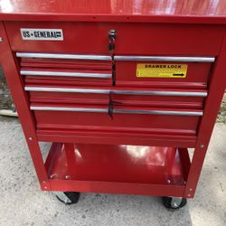 Rolling Toolbox With Locking Drawers,  Keys Flip Top Storage And Good Shape