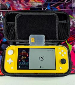 Nintendo Switch Lite Yellow Bundle - 128GB Kodak SD Card, Case & Clear Shell