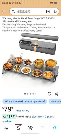 Warming Mat for Food, Extra Large XXXL38"x15" Silicone Food Warming Mat Fast Heating Warming Trays