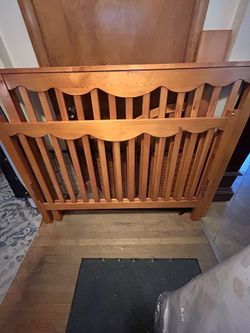 Baby Bed With Beautiful Wood With Brand New Mattress!
