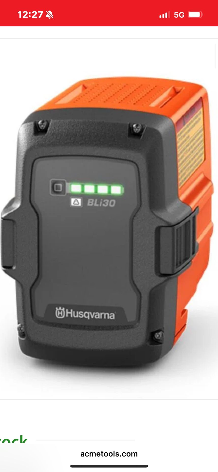 Husqvarna BLi3036V 7.5Ah Lithium Ion Power Tool Battery Pack with Fuel Indicator