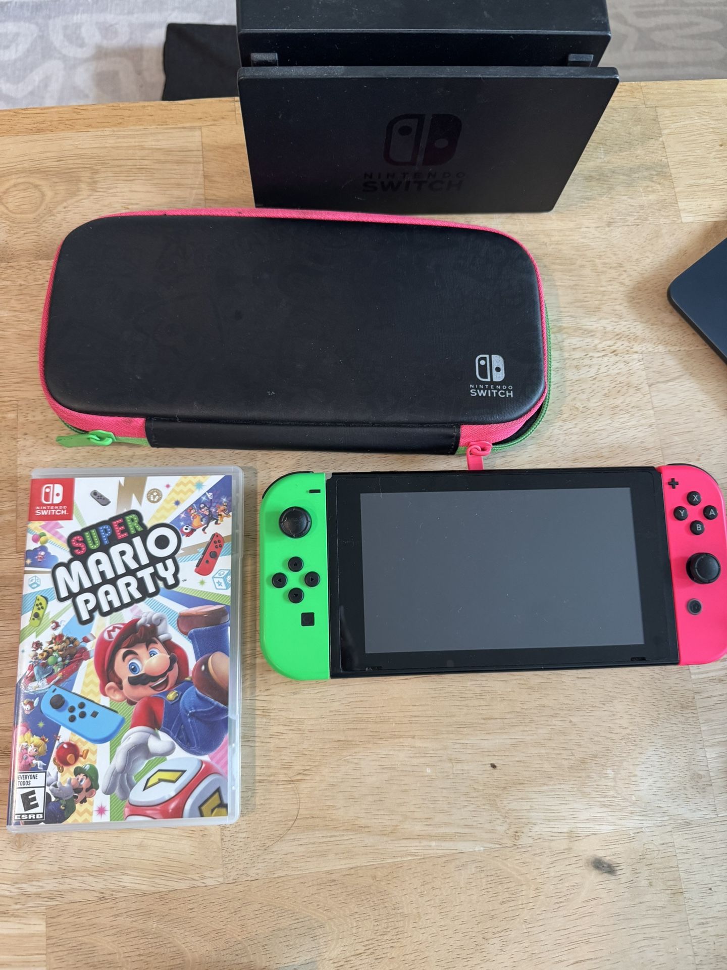Nintendo Switch With Case + Super Mario Party