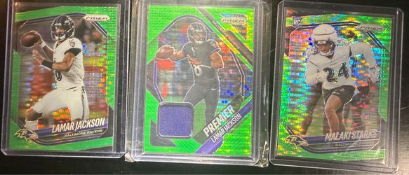 🔥 Lamar Jackson & Malaki Starks Green Prizm Lot – Ravens – Jersey Relic + RC! 🔥