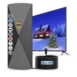 TV Antenna Indoor, 2025 Long Range Antenna for Smart TV with Amplifier Signal Booster for Local Channels,Digital inddor Antenna for All Older TV's-Sup