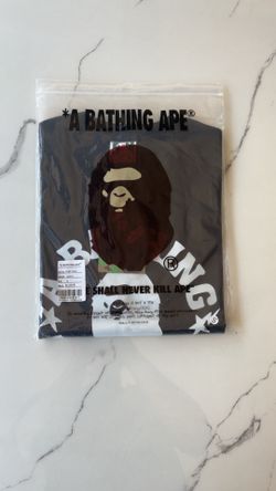 all black bape shirt with streetwear white circle design