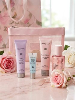 Mary Kay Travel Skincare Set with Pink Mesh Bag