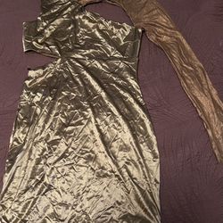 Women’s Gold Asymmetrical One Sided Long Sleeve 