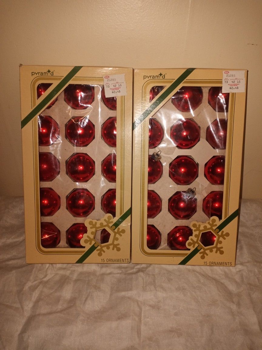 Set Of 2 Packs Of Vintage Christmas/holiday Bulbs Red