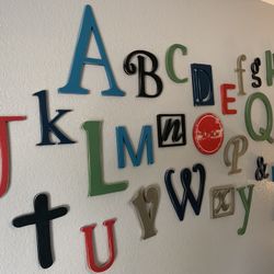 Painted Wooden Alphabet and Framed Picture Set