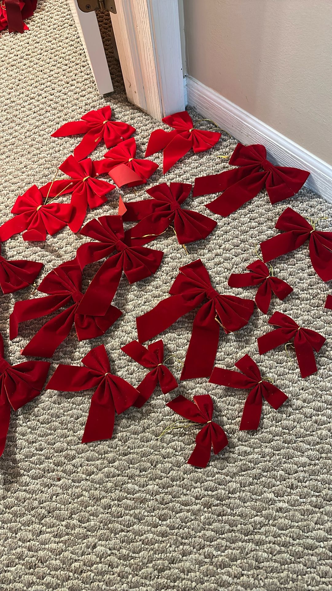 Two Christmas flowers festive ribbons for the Christmas tree