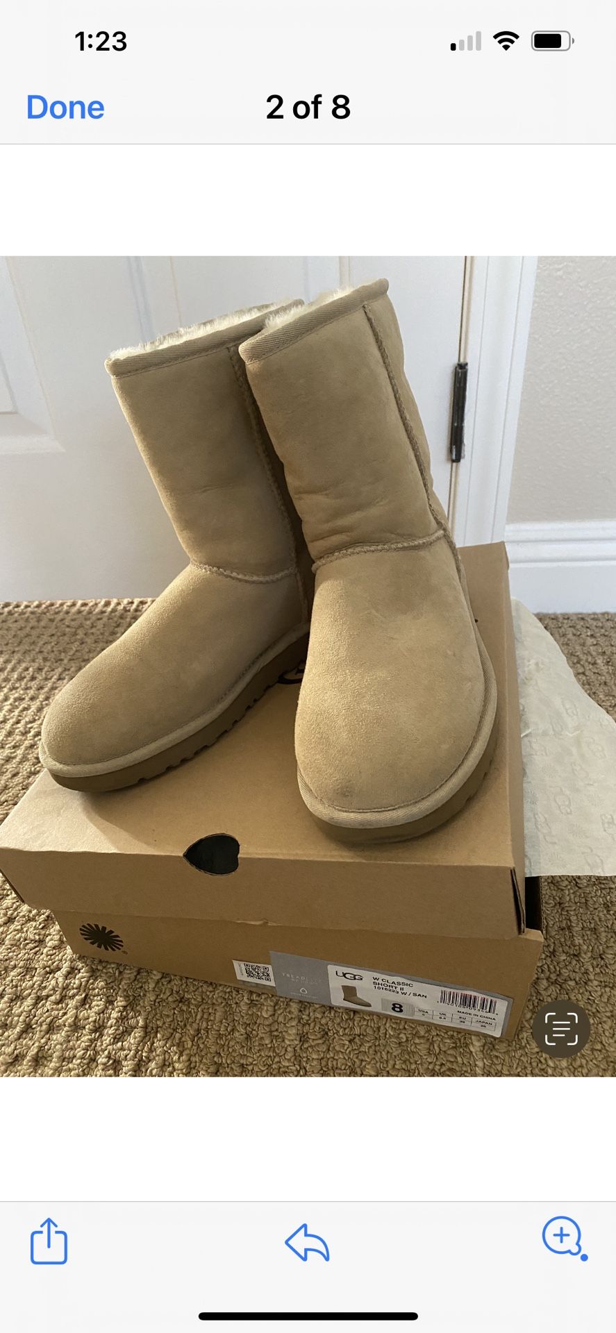 Brand New Uggs Classic II Short Light Tan Suede Size 8