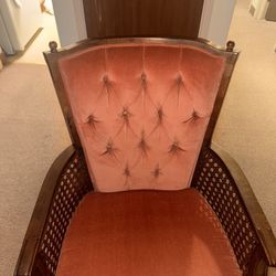 Antique 1970s Armchair With Peach/pinkish Seating In Great Shape 