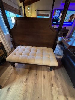 Beautiful Tufted Upholstered Bench with Dark Wood Frame 56x32x19