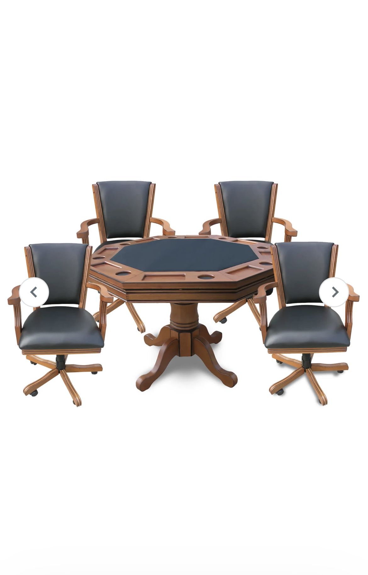 Kingston Walnut 3-in-1 Poker Table and 4 Arm Chairs