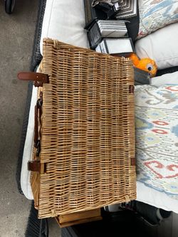 vintage picnic basket lit