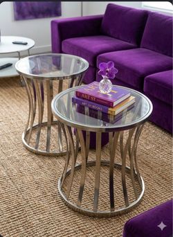 Chrome drum side / end tables