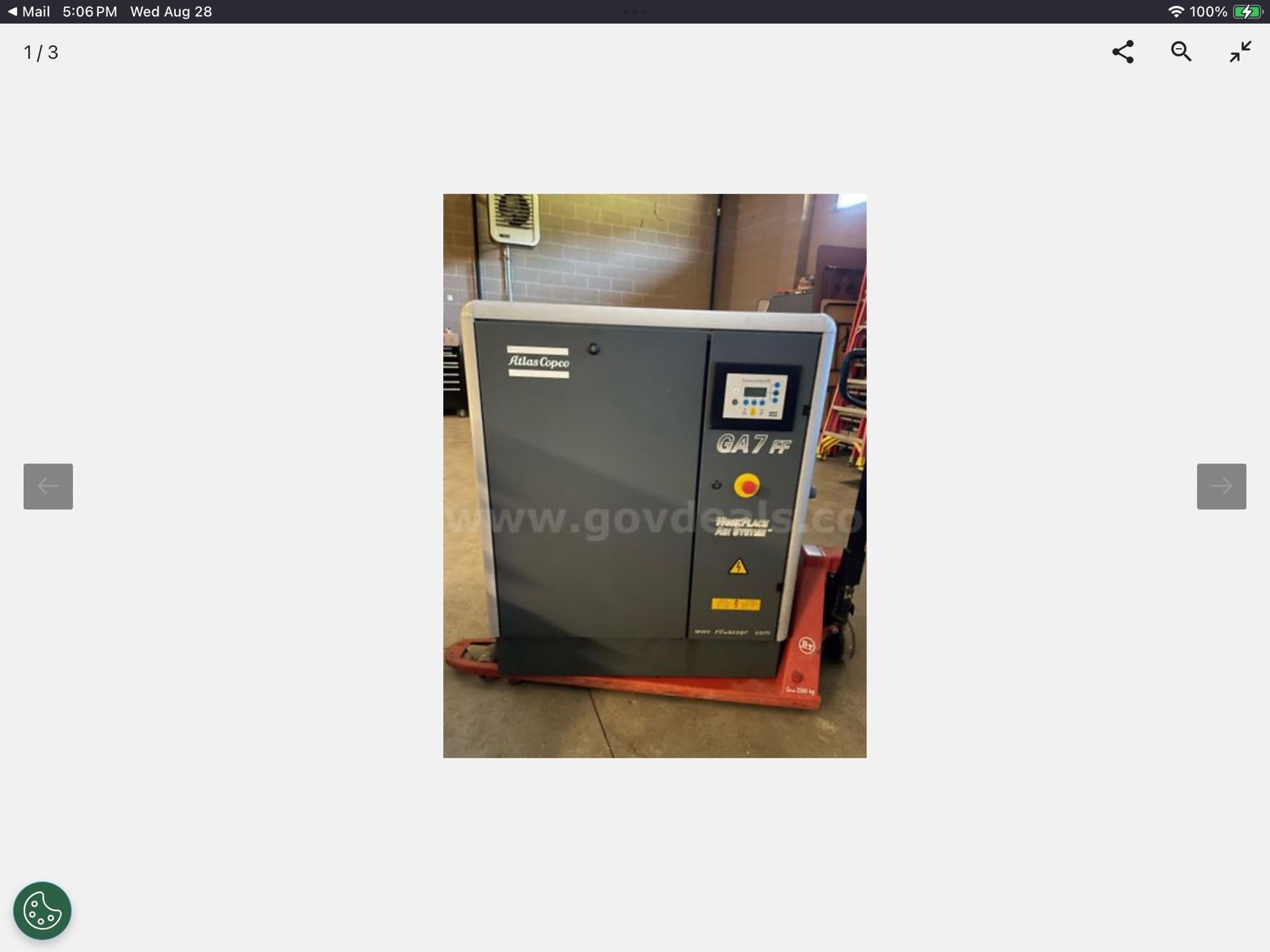 Copco 7 1/2 HP Screw Compressor GA FF