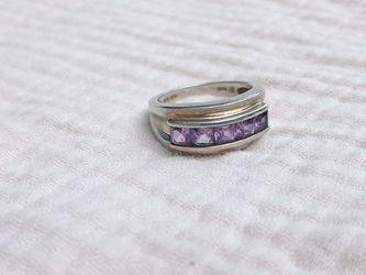 925 silver and amethyst 5 stone ring