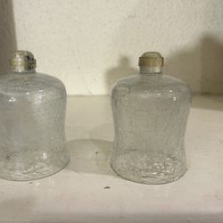 Set vintage crackle glass peg votive candle holder Estate sale find brand unknown